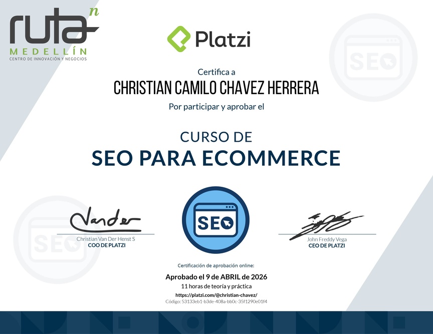Diploma del Curso de Técnicas SEO para E-Commerce