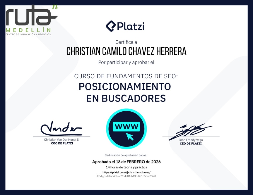 Diploma del Curso de Fundamentos de SEO y Posicionamiento Web