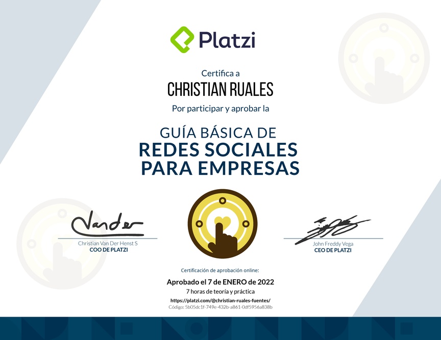 Diploma de Guía Básica de Redes Sociales para Empresas