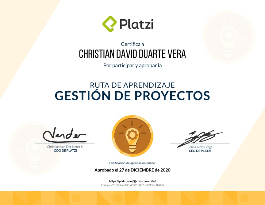 Diploma de la Ruta de Aprendizaje de Planificación y seguimiento de proyectos