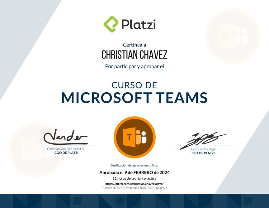 Diploma del Curso de Microsoft Teams: Optimiza la Colaboración y Gestión Empresarial (2020)