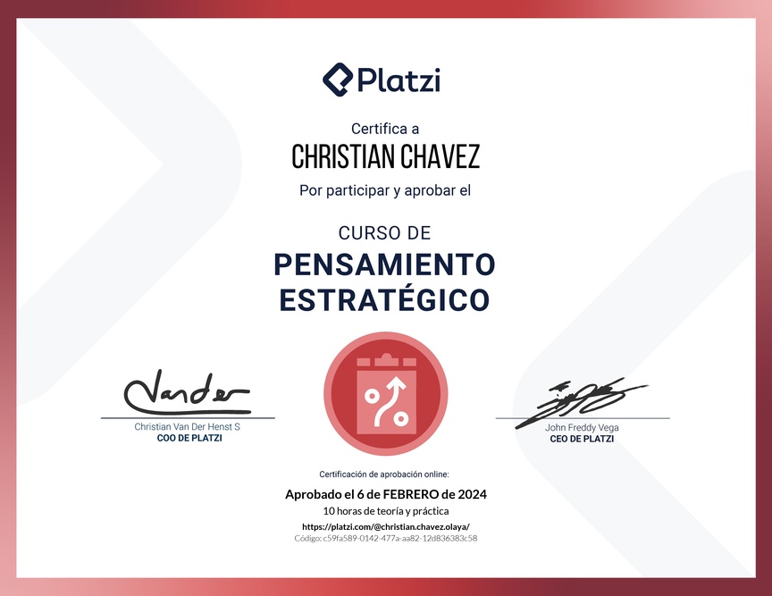 Diploma del Curso de Pensamiento Estratégico