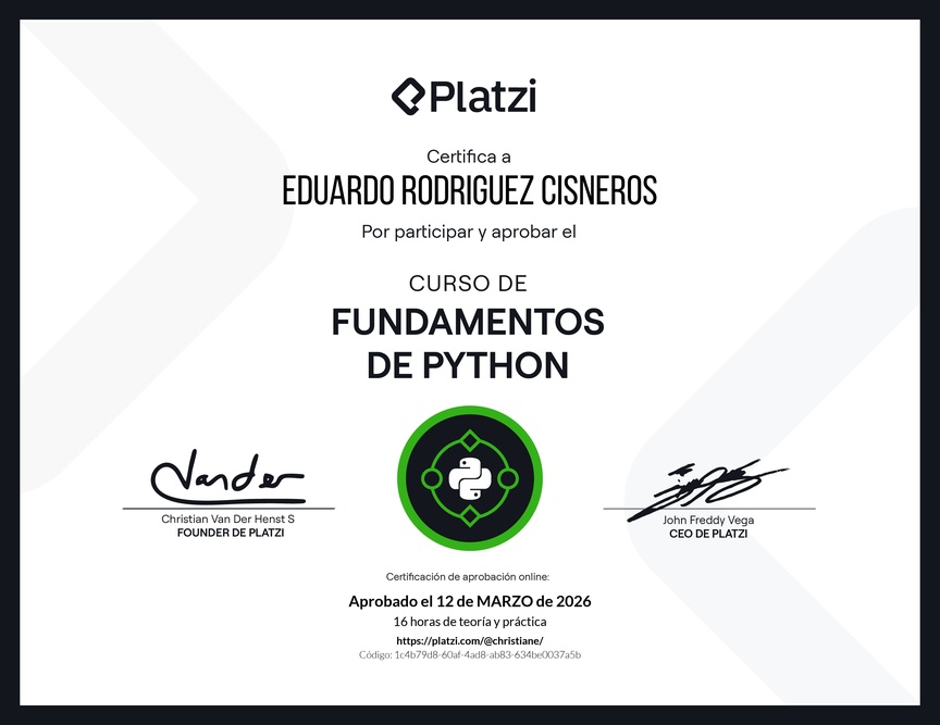 Diploma del Curso de Fundamentos de Python