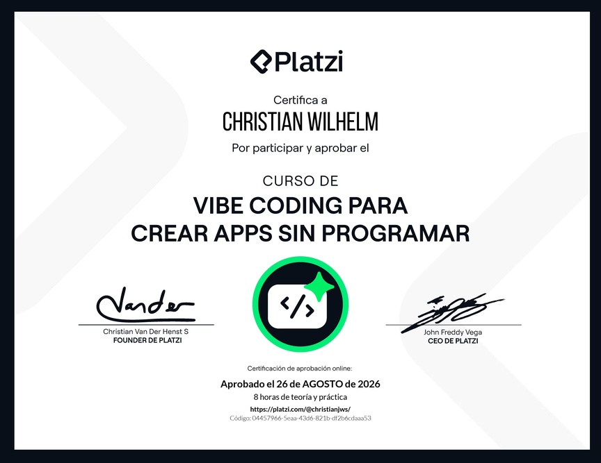 Diploma del Curso de Vibe Coding para Crear Apps sin Programar con Google AI Studio