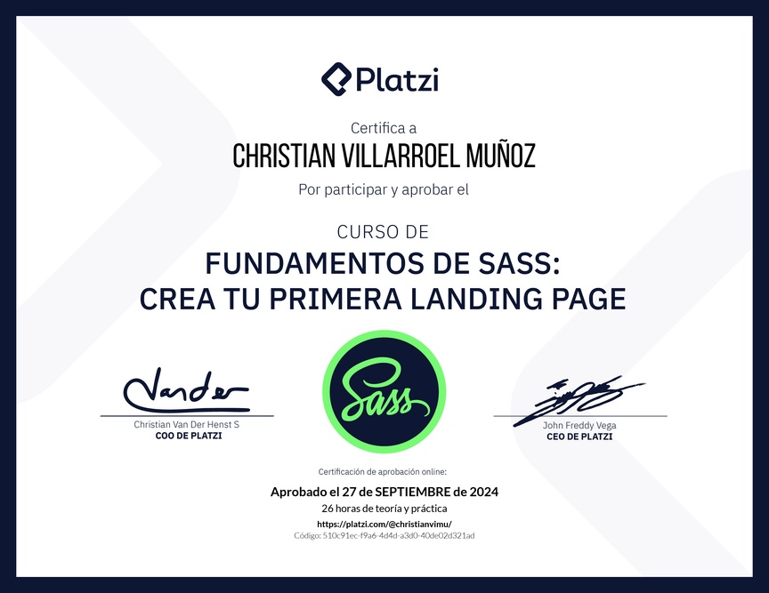 Diploma del Curso de Fundamentos de Sass: Crea tu Primera Landing Page