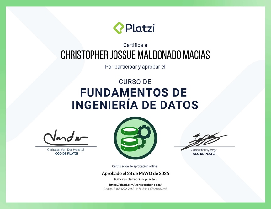 Diploma del Curso de Fundamentos de Ingeniería de Datos