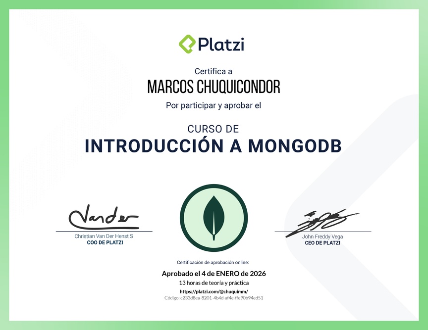 Diploma del Curso de Introducción a MongoDB