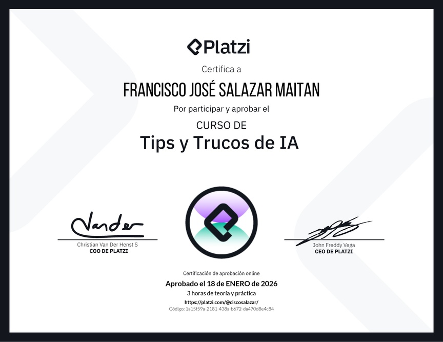 Diploma del Curso de tips y trucos de IA