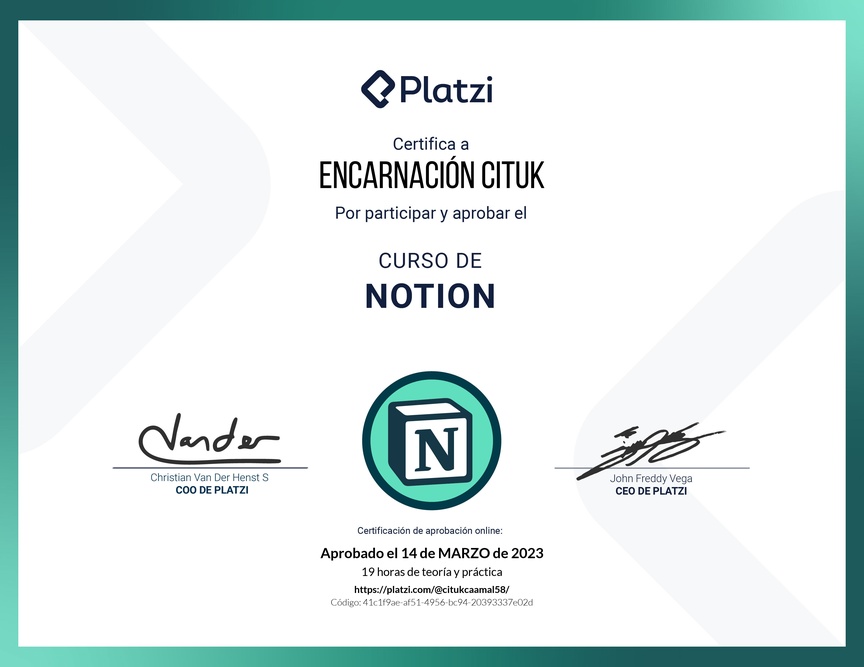 Diploma del Curso de Notion
