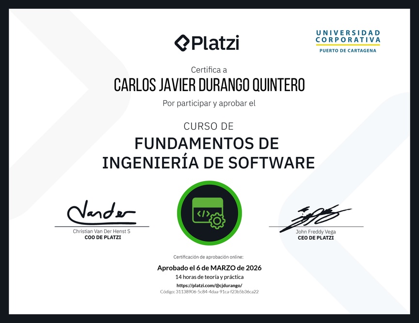 Diploma del Curso de Fundamentos de Ingeniería de Software