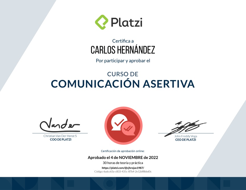 Diploma del Curso de Comunicación Asertiva para la Vida Personal y Profesional (2021)