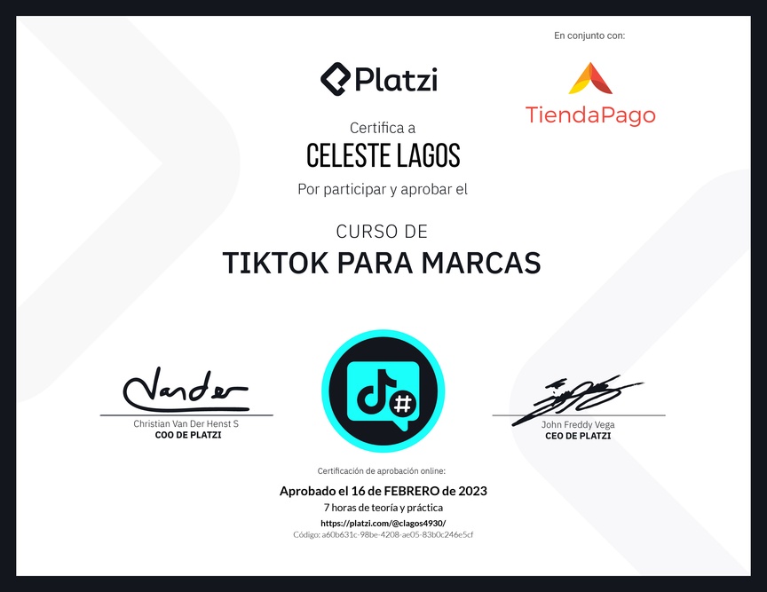 Diploma del Curso de Optimización de Estrategias de Marca en TikTok