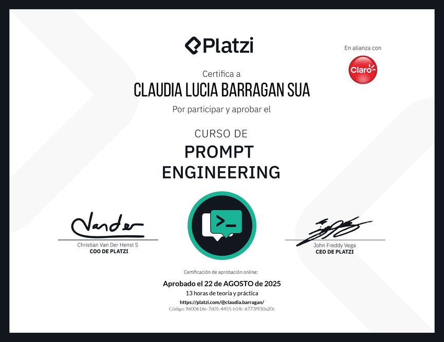 Diploma del Curso de Prompt Engineering