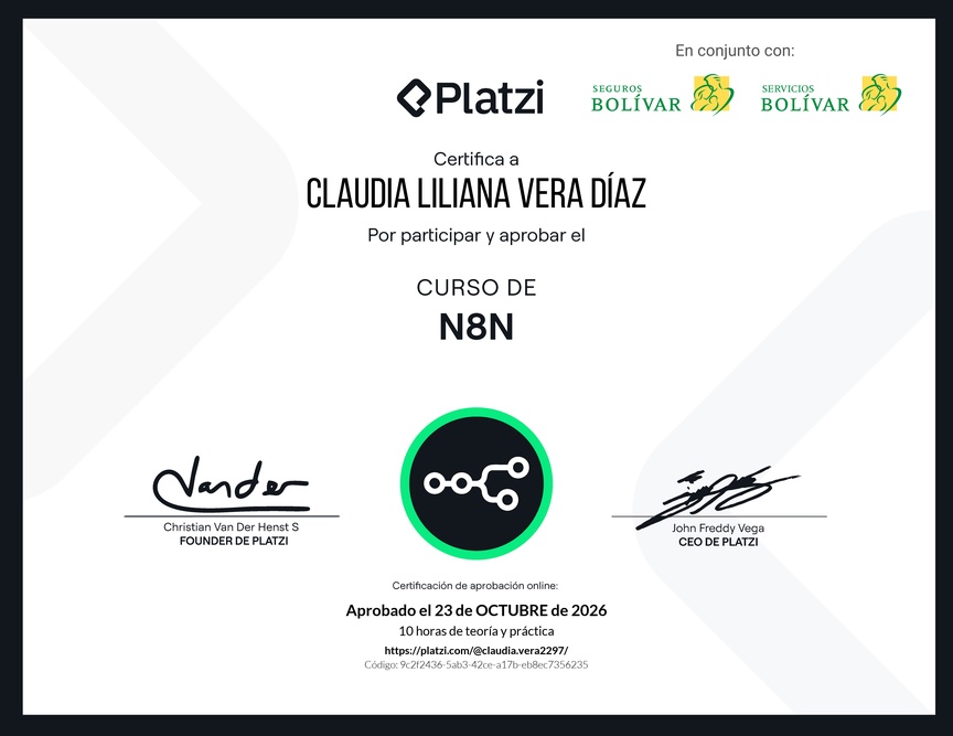 Diploma del Curso de Automatizaciones con n8n
