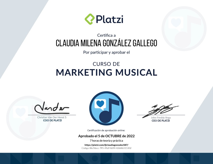 Diploma del Curso de Marketing Musical