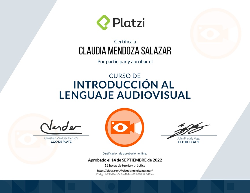 Diploma del Curso de Introducción al Lenguaje Audiovisual