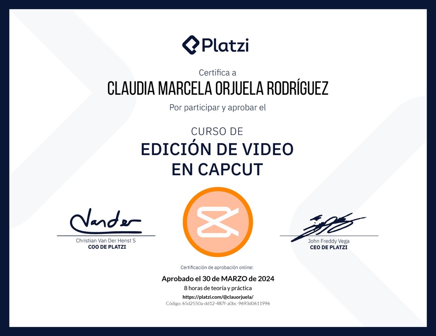 Diploma del Curso de Edición de Video con Capcut