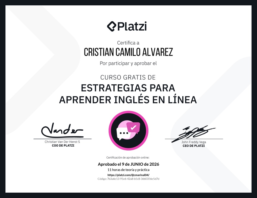 Diploma del Curso Gratis de Estrategias para Aprender Inglés en Línea