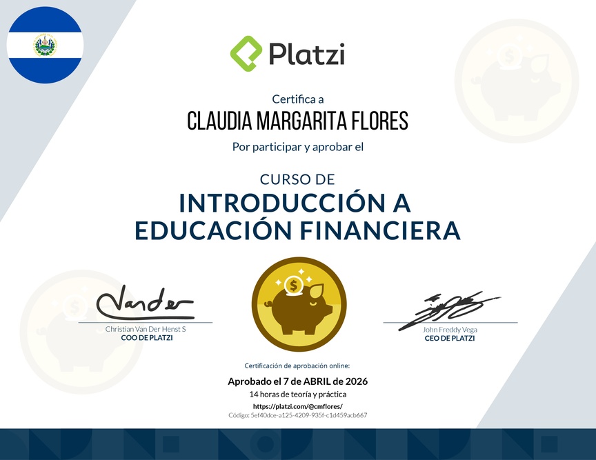 Diploma del Curso de Introducción a Educación Financiera