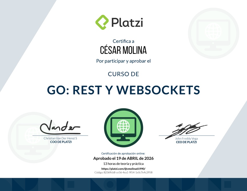 Diploma del Curso de Go Avanzado: REST y WebSockets
