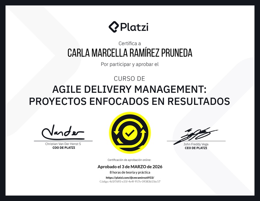 Diploma del Curso de Agile Delivery Management: Proyectos Enfocados en Resultados