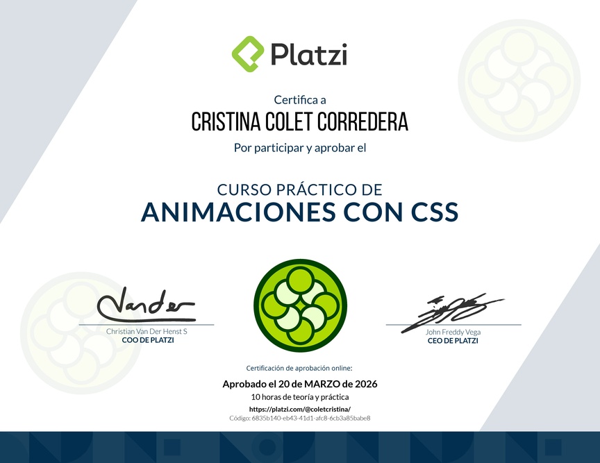 Diploma del Curso Práctico de Maquetación y Animaciones con CSS