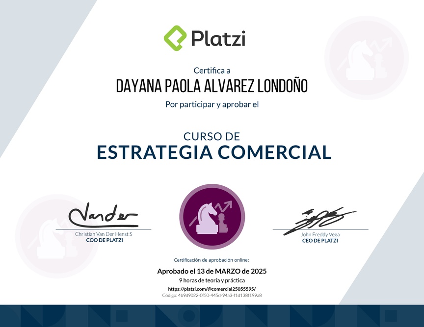 Diploma del Curso de Estrategia Comercial (2018)