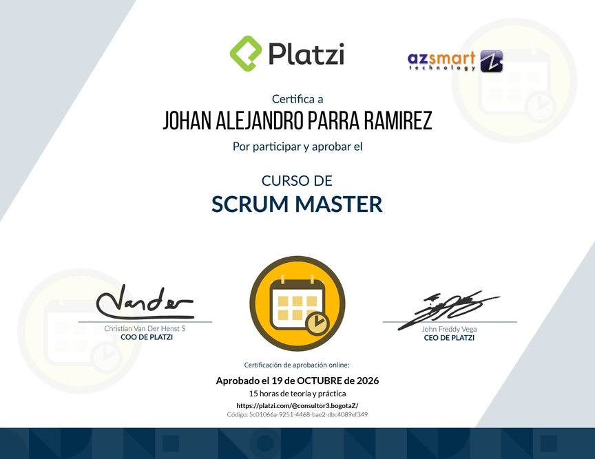 Diploma del Curso de Scrum Master