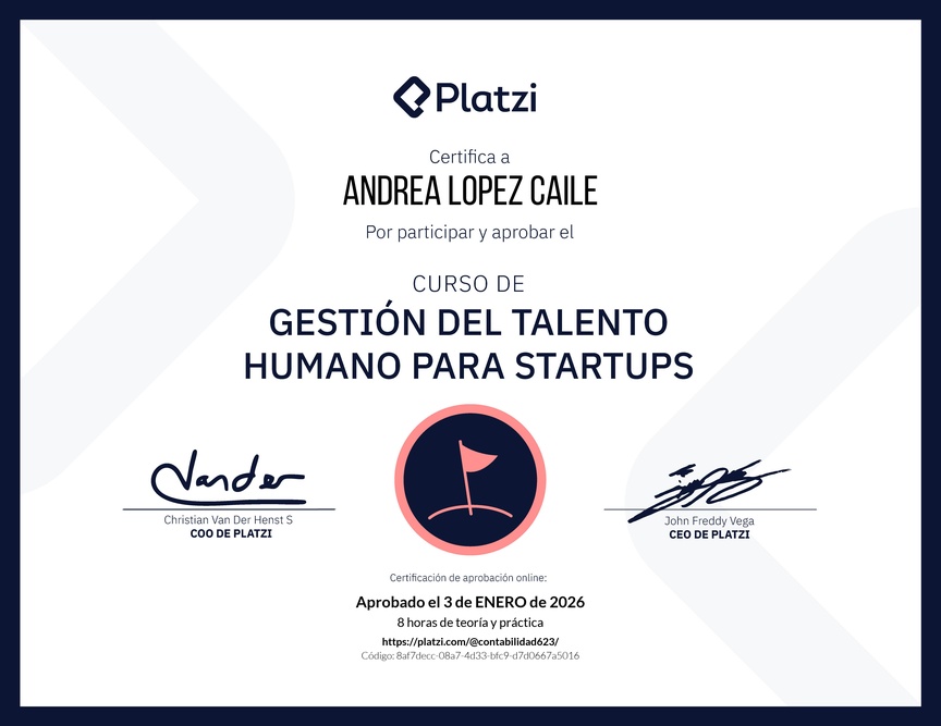 Diploma del Curso de Gestión del Talento Humano para Startups