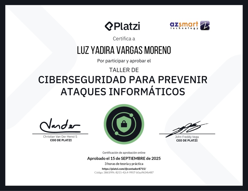 Diploma del Curso de Introducción a Ciberseguridad: Prevención de Ataques Informáticos