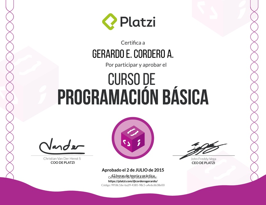 Diploma del Curso de Programación Básica 2014