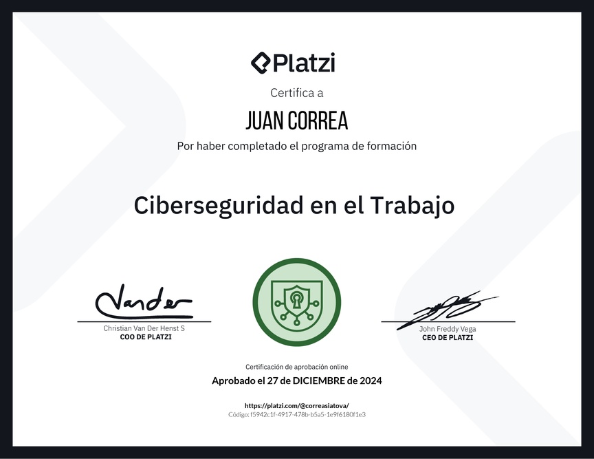 Diploma de la Ruta de Aprendizaje de Ciberseguridad en el Trabajo