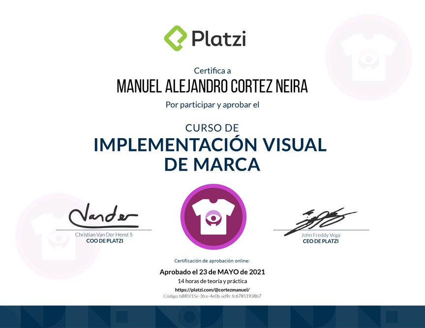 Diploma del Curso de Implementación Visual de Marca
