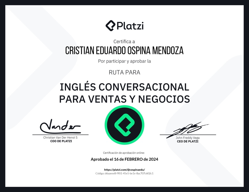 Diploma de la Ruta de Aprendizaje de Negocios en Inglés