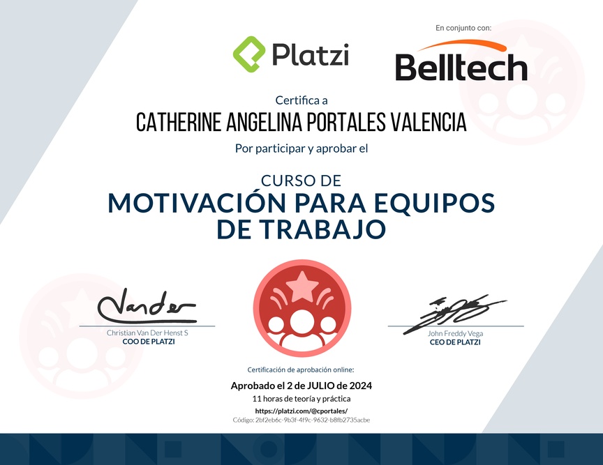 Diploma del Curso de Motivación para Equipos de Trabajo