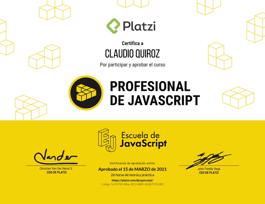 Diploma del Curso Profesional de JavaScript