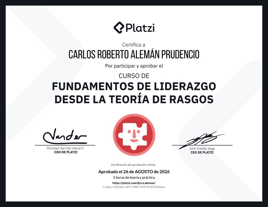 Diploma del Curso de Fundamentos de Liderazgo: Reconoce las Características de un Líder
