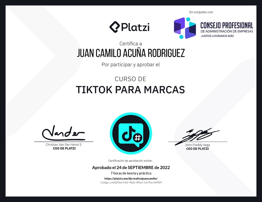 Diploma del Curso de Optimización de Estrategias de Marca en TikTok