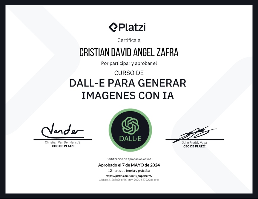 Diploma del Curso de Dall-E para Generar Imágenes con AI