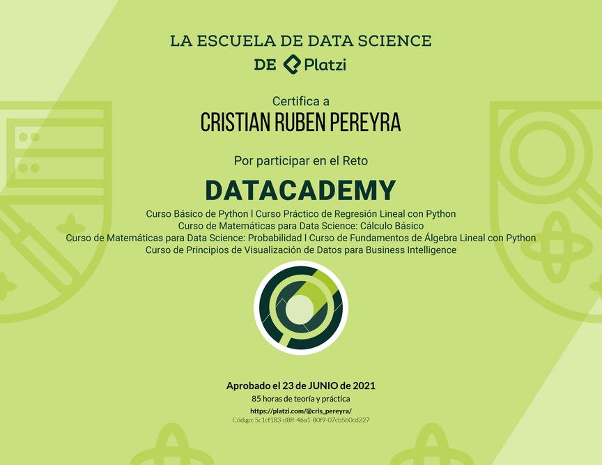 Diploma de Datacademy Primera Edición