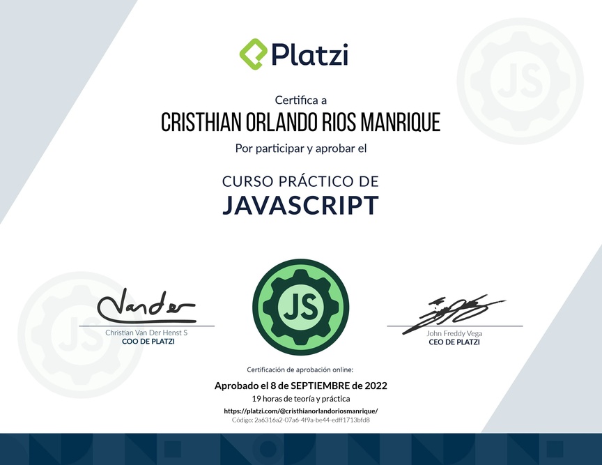 Diploma del Curso Práctico de JavaScript