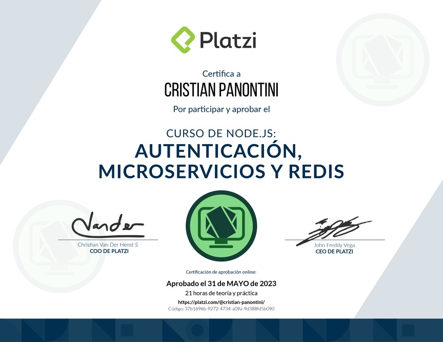 Diploma del Curso de Node.js: Autenticación, Microservicios y Redis