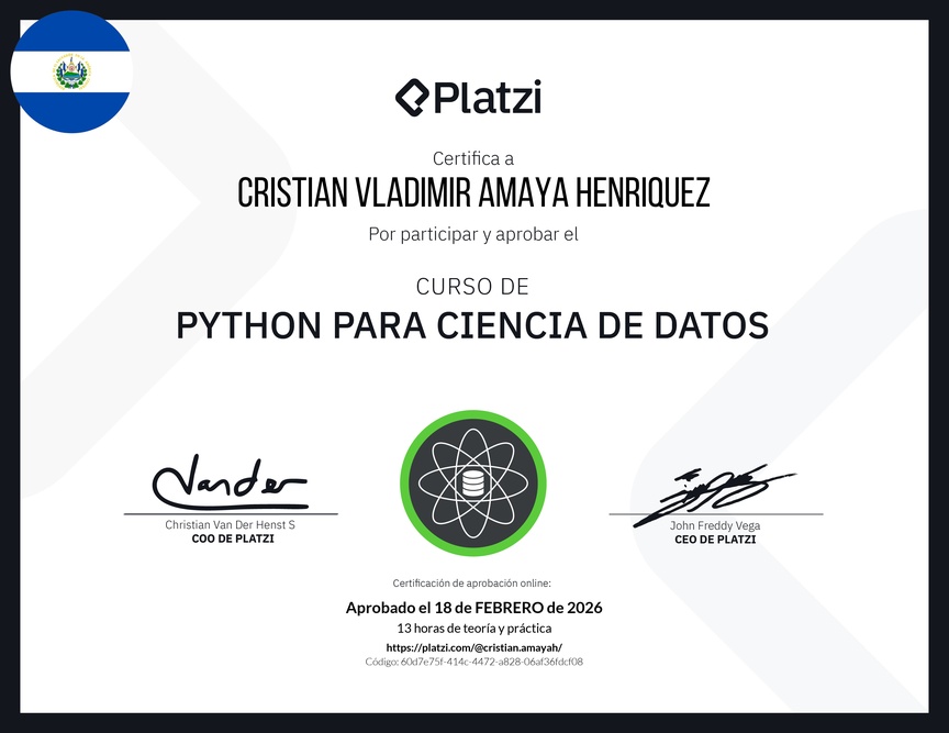 Diploma del Curso de Python para Ciencia de Datos