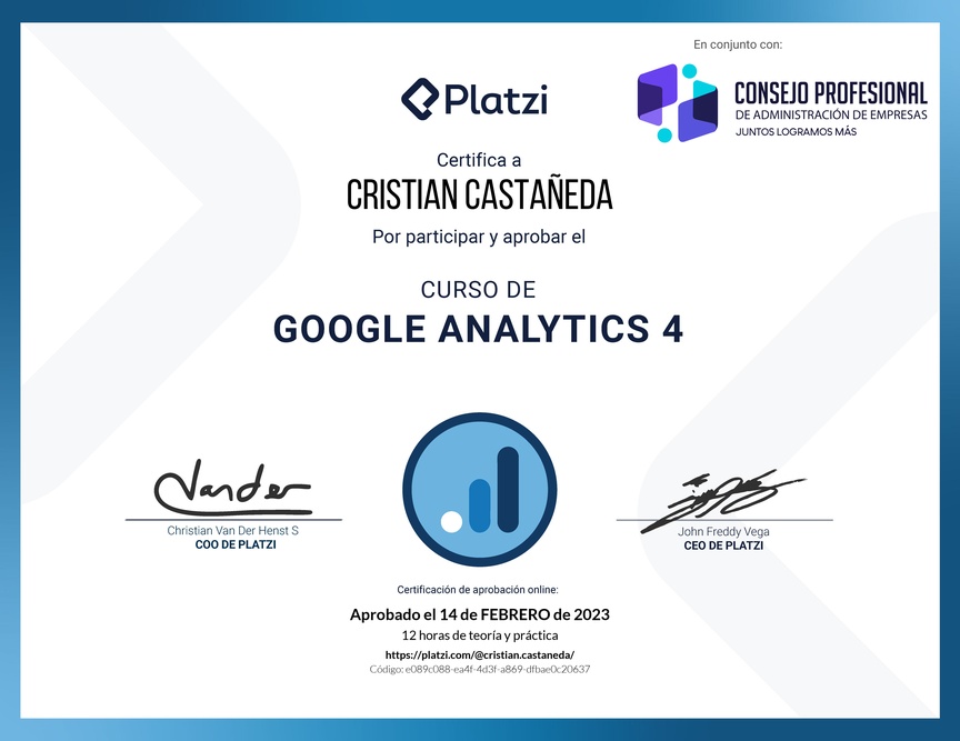 Diploma del Curso de Google Analytics