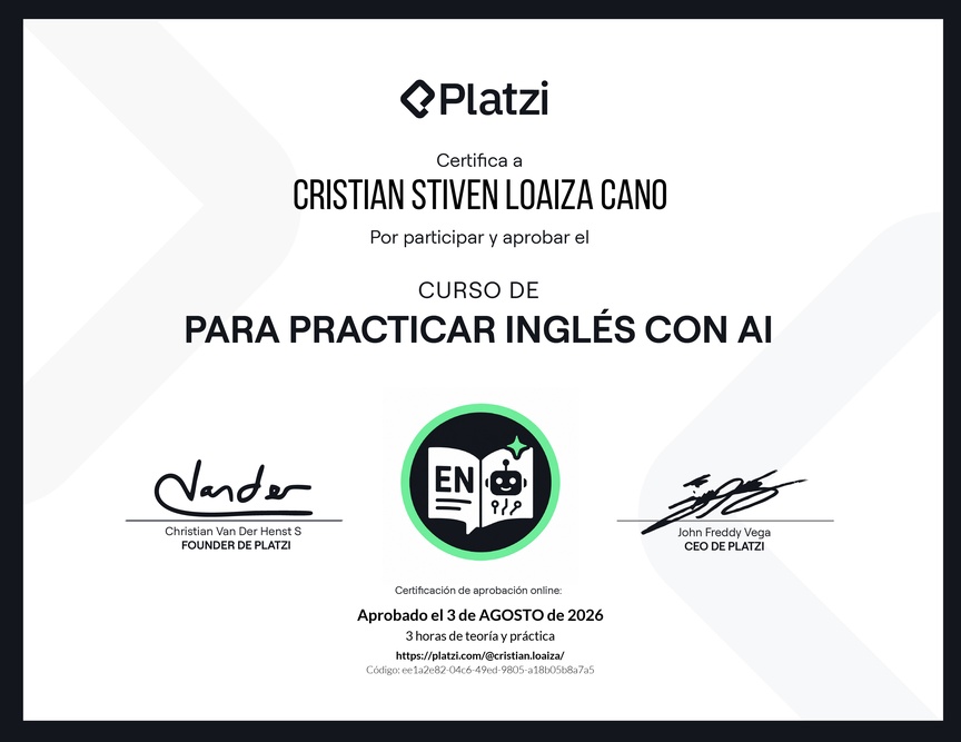 Diploma del Curso para Practicar Inglés con AI