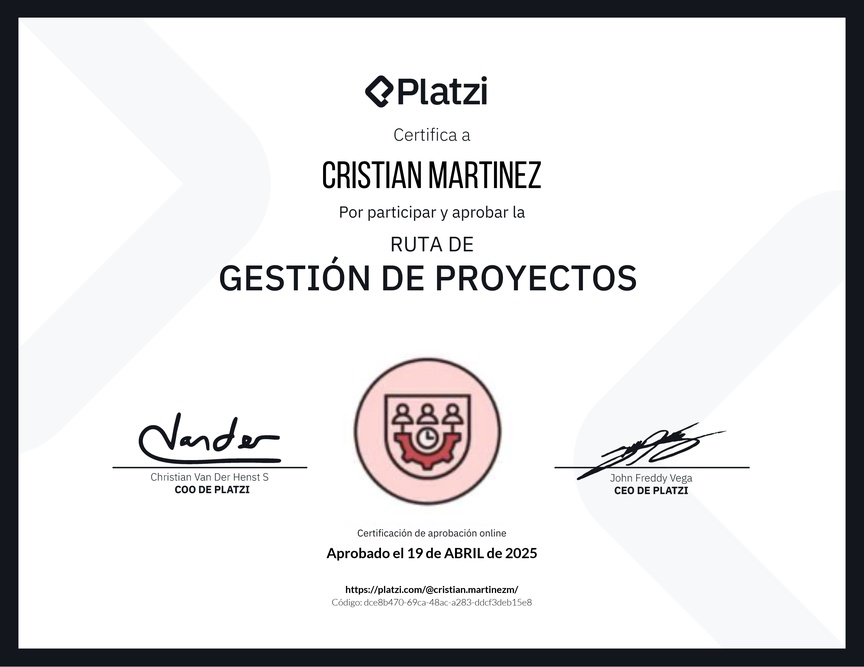 Diploma de la Ruta de Aprendizaje de Gestión de proyectos