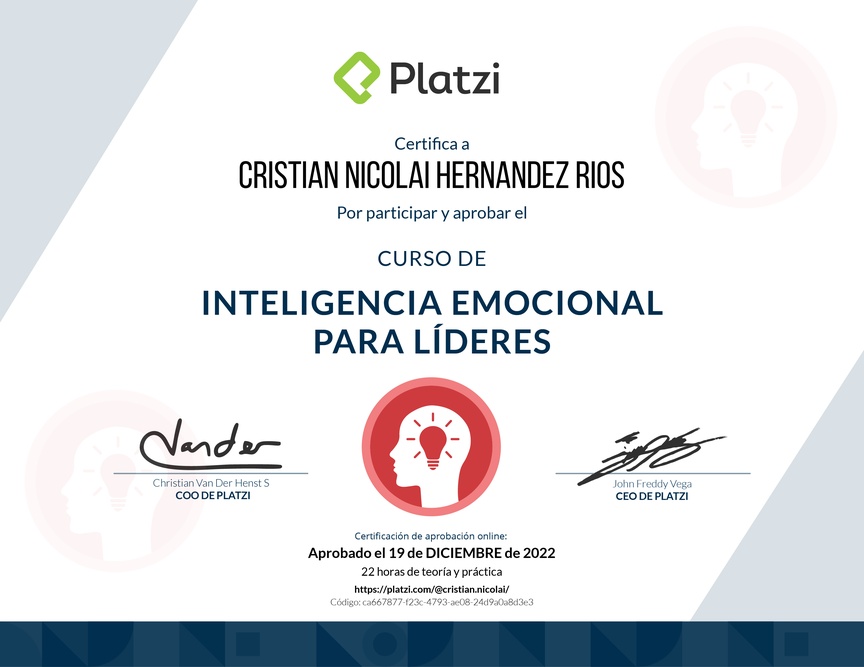 Diploma del Curso de Inteligencia Emocional para Líderes