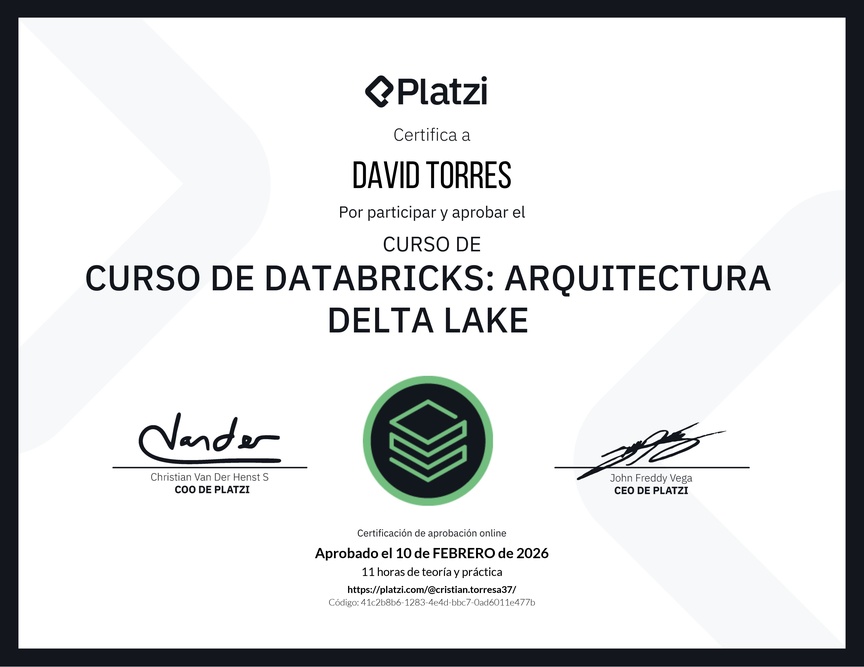 Diploma del Curso de Databricks: Arquitectura Delta Lake