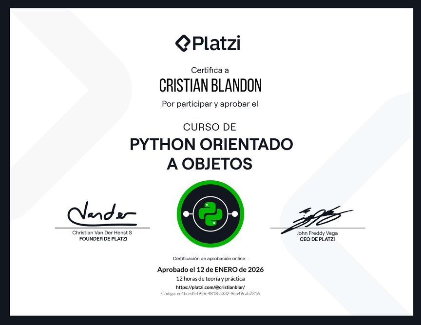 Diploma del Curso de Python Orientado a Objetos
