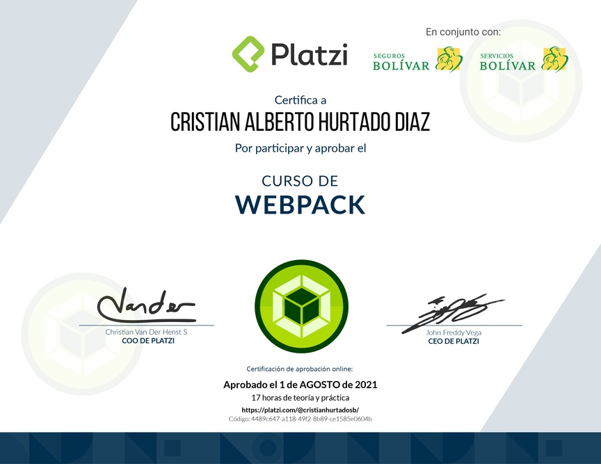 Diploma del Curso de Webpack
